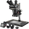 KAISI Microscopio estéreo trinocular S6, zoom 6.8X-68X con oculares de campo ancho WF10x23, anillo de luz LED 144 y extractor de